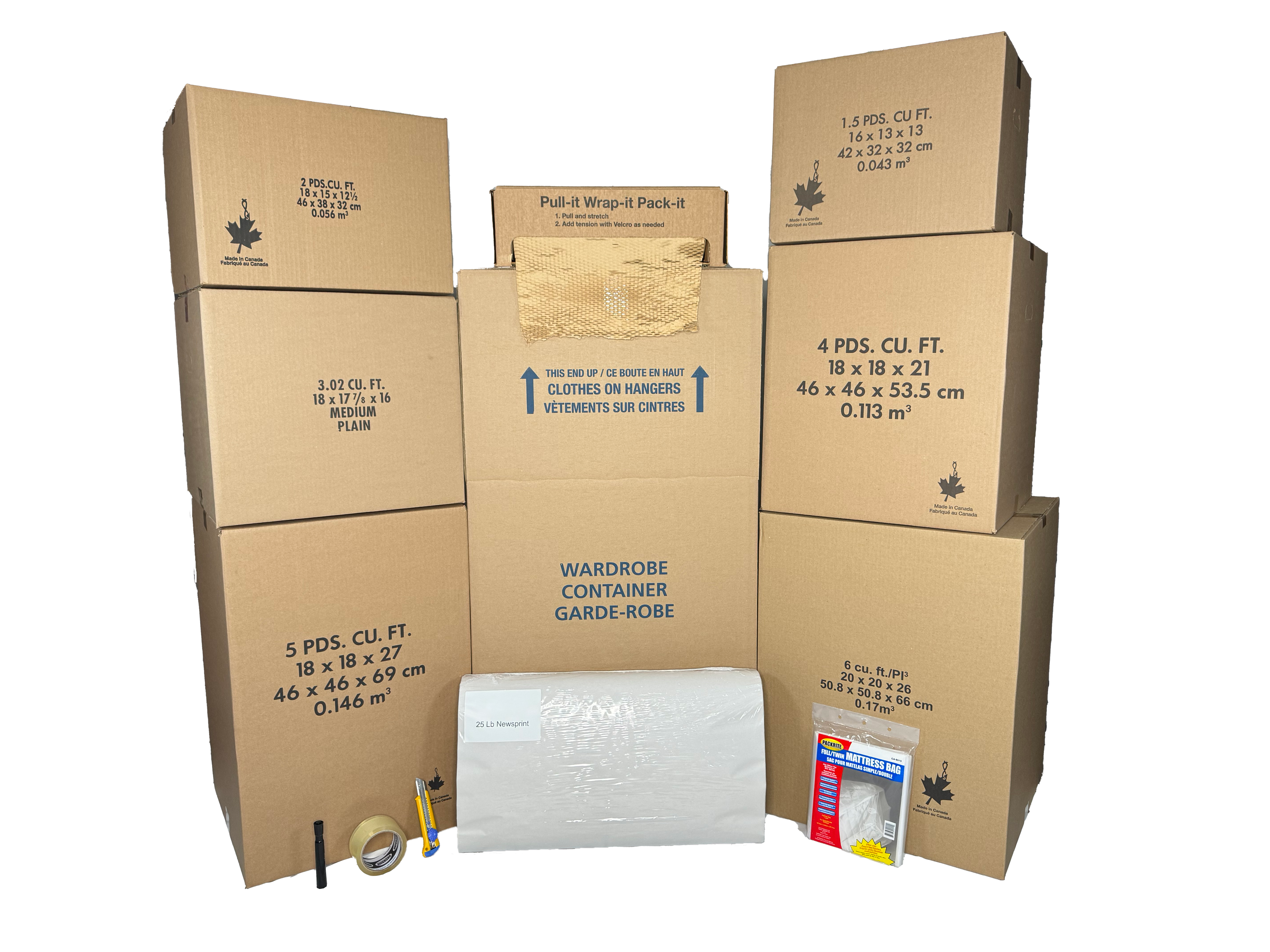 Third Wheel Moving/Bedroom Kit (3 BEDROOM) with packing supplies for efficient moving in Toronto