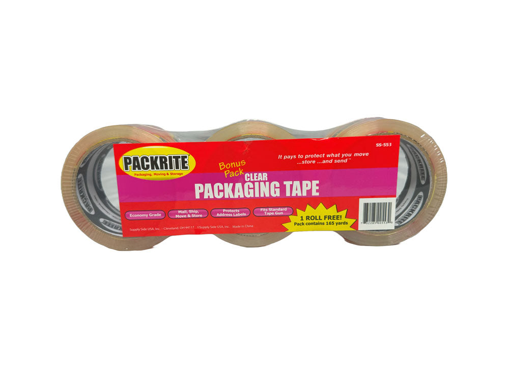 SECURE SEAL CLEAR PACKAGING TAPE 1.89" X 55 YDS (3 PACK)