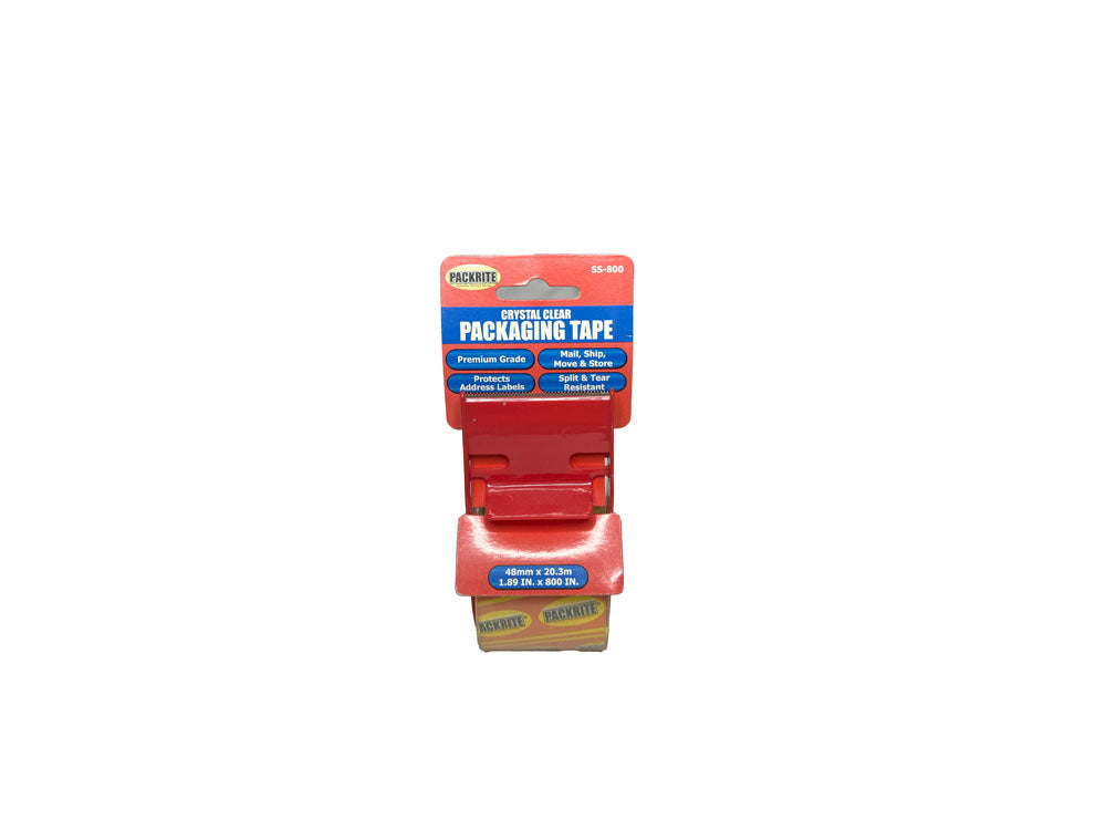 PACKRITE CRYSTAL CLEAR TAPE, RETAIL/W DISPENSER 1.89" X 800"