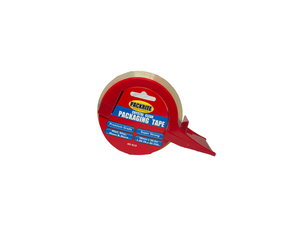 PACKRITE CRYSTAL CLEAR TAPE, VALUE SIZE W/DISPENSER 1.89" X 40 YDS