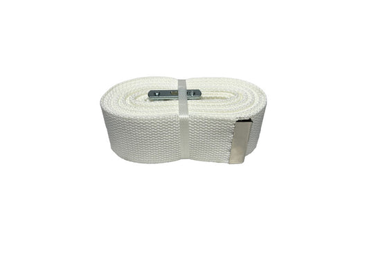 PIANO STRAP 2"X 15' WHITE WEBBING WITH ROLLER BUCKLE
